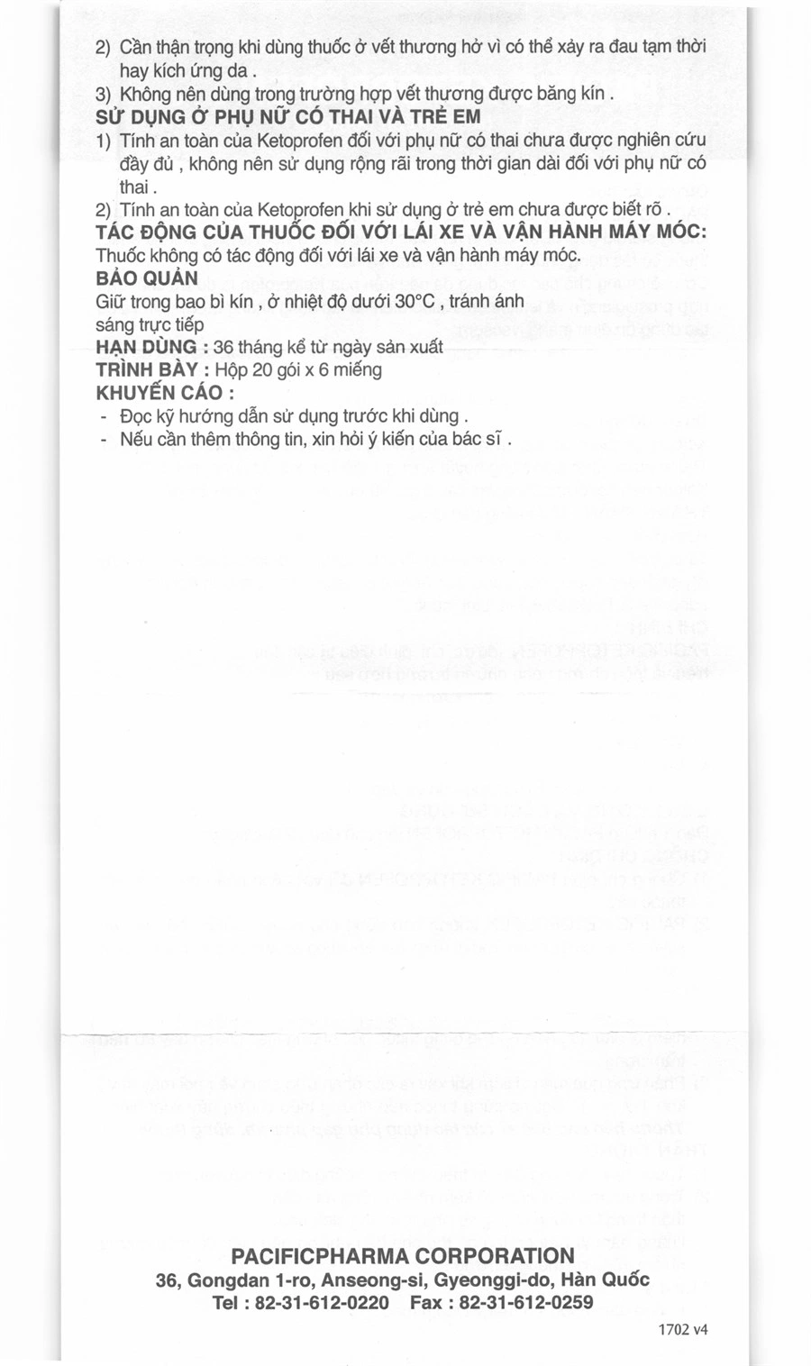 Cao dán Pacific Ketoprofen giảm đau, kháng viêm cơ xương gói 6 miếng - 8
